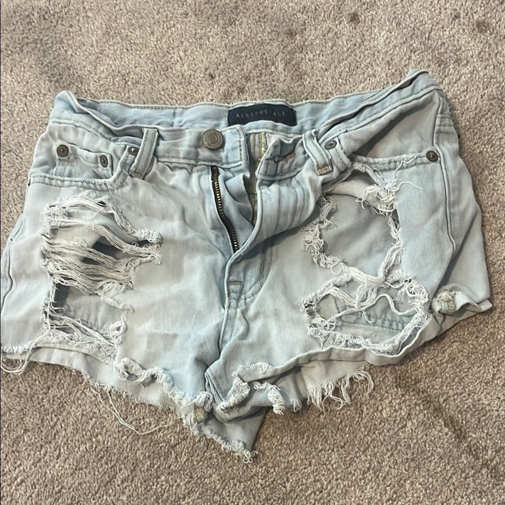 Aeropostale Blue Jean Shorts Distressed Casual Style